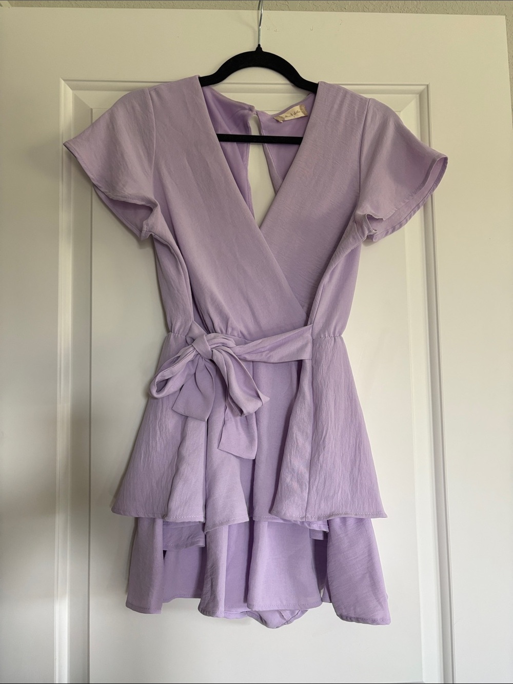 Altar'd State Lilac Wrap Romper Dress with Waist Tie